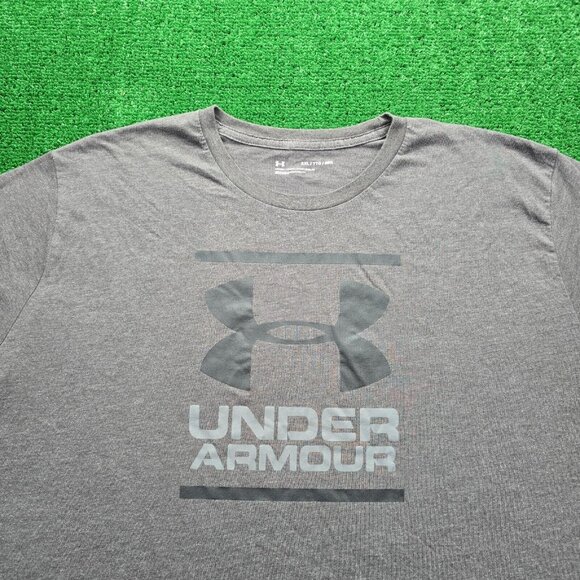 Under Armour Tshirt Mens 2XL Gray Short Sleeve Graphic Logo Casual - Picture 2 of 6